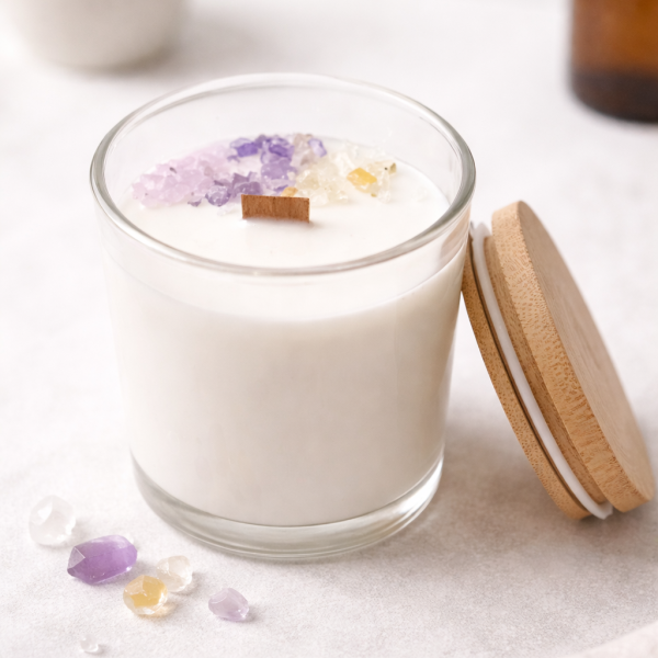 Illatos gyertya kristályokkal